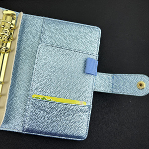 Organiseur de budget A6 métallique en cuir PU scintillant avec bouton-pression, personnalisable, couverture de planificateur à 6 anneaux dorés - Product Image 3