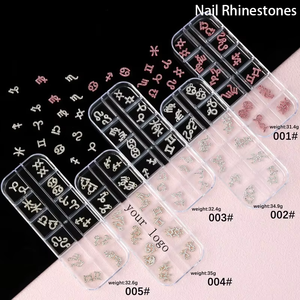 Charmes pour ongles en gros, alliage, diamant doré, luxe brillant, symbole du signe du zodiaque, 12 constellations, charmes pour ongles - Product Image 4