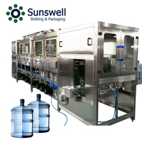 Machine d'emballage automatique Sunswell en acier inoxydable et plastique pour seaux, 300 BPH, remplissage et bouchage haute précision 0,05 %, 5 gallons