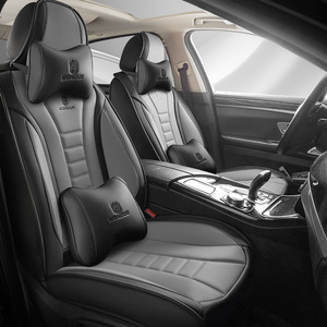 Funda universal de lujo de piel sintética para asiento de coche, juego completo de <span class=keywords><strong>5</strong></span> <span class=keywords><strong>plazas</strong></span> con cojines delanteros y traseros impermeables para modelos Golf y Atlas - Product Image 4