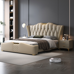 Letto in pelle moderno personalizzabile: testiera trapuntata con accenti oro taglia su misura e colore per la tua camera <span class=keywords><strong>da</strong></span> letto <span class=keywords><strong>da</strong></span> <span class=keywords><strong>sogno</strong></span> - Product Image 5