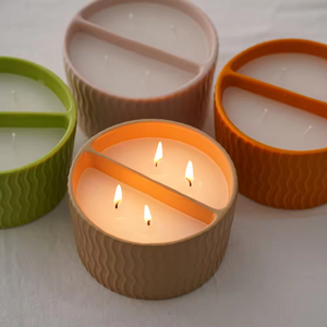 Unique Double Section Ceramic <b>Candle</b> Holders <b>Candle</b> Jar Cylinder Scented <b>Candle</b> Gift Set With Cotton <b>Wicks</b> for Home Decoration - Product Image 2