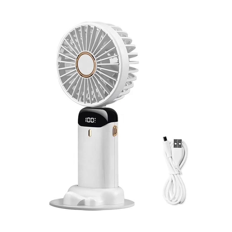 Портативный электрический ручной светодиодный цифровой дисплей, Мини Маленькие ручные вентиляторы, студенческий Складной вентилятор с воздушным охлаждением, летний уличный вентилятор