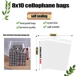 Sacs en cellophane transparents auto-adhésifs 8 x 10 pouces, pochettes en plastique OPP refermables, 1,4 mils, pour emballage cadeau et stockage - Product Image 2