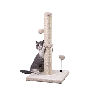 Griffoir pour chat DOUBLEFLY, écologique, moderne, simple, crème, arbre à griffes, griffoir de base de qualité supérieure, sangle en sisal, boule suspendue pour chatons - Product Image 2