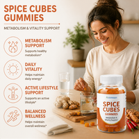 Bonbons Gélifiés Végétaliens SPL Curcumine Piment Racine de Gingembre en Gros – Boost Immunitaire, Soutien Métabolique, Énergie – Cubes d'Épices Gélifiés