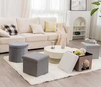 Komfortables Modernes Schwarzes Sofa, Faltbare Aufbewahrungshocker, Fußstütze, Haushalts-Kubus-Sitzbank aus Stoff mit Stauraum