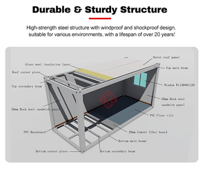 <span class=keywords><strong>Maison</strong></span> conteneur préfabriquée démontable à panneaux sandwich respirants à <span class=keywords><strong>prix</strong></span> abordable pour usage extérieur, design contemporain pour bureau ou boutique - Product Image 3