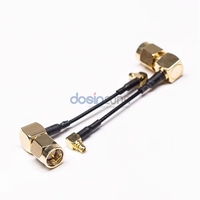 Connecteur SMA mâle vers MMCX angulaire avec câble coaxial RG174 50 ohms 6 GHz