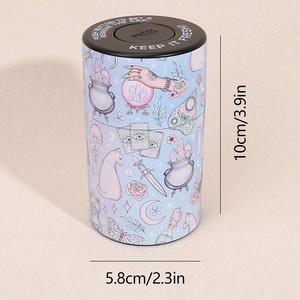 Pot de stockage en plastique avec motif soleil et lune, hermétique et anti-odeur, pour conserver les herbes et le tabac frais. - Product Image 3