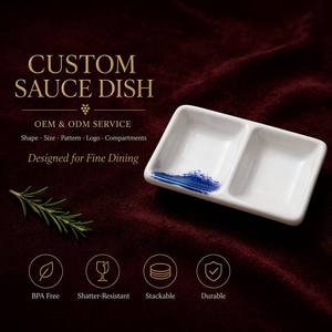 Plato Cuadrado Doble <span class=keywords><strong>de</strong></span> Melamina sin BPA para Venta al por Mayor OEM ODM, para Hoteles, <span class=keywords><strong>Bares</strong></span> <span class=keywords><strong>de</strong></span> Sushi y Sashimi, sin Residuos <span class=keywords><strong>de</strong></span> Vinagre o Aceite <span class=keywords><strong>de</strong></span> Chile - Product Image 1
