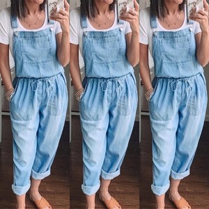Good Quality Wide Female Denim Pants Drawstring Lace-Up <b>Women's</b> Jeans Loose and Thin Jeans - Product Image 4