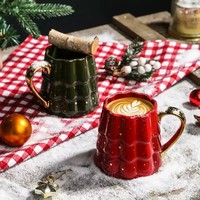 Mug en céramique de Noël à l'aspect élégant avec poignée plaquée or, sans BPA, compatible micro-ondes, cadeau et souvenir de Noël