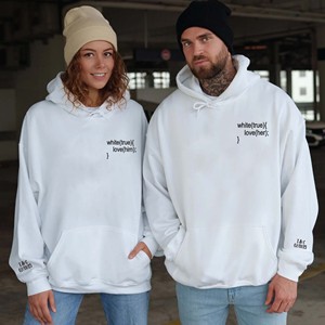 Sudadera con capucha 3D bordada personalizada, tela de punto con logotipo de lentejuelas en la parte delantera, regalos de boda de invierno y otoño para parejas - Product Image 3