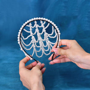 स्पार्कलिंग मल्टीलेयर मोती चेन घूंघट हेडबैंड महिलाओं को दैनिक फेस मास्क से बेडेड ट्रेंडी सुरुचिपूर्ण सोना/चांदी/गुलाब सोने की शादी की ब्राइडल दुल्हन - Product Image 3