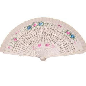 Wholesale Traditional Spanish Solid Color Bamboo Hand Fan Carved Angel Design Classic Cartoon Eco-Friendly for Chinese New Year - Product Image 1
