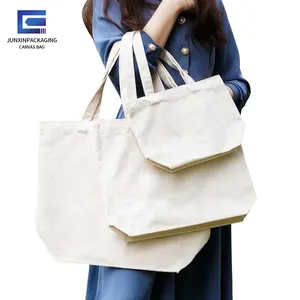 Sacos de algodão reutilizáveis para compras, sacos em tela branca lisa e branca para compras