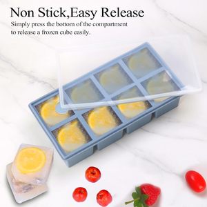 OEM ODM Silicone Lattice Lunch Box Fresh-keeping Food Storage Mold Silicone Soup <b>Cube</b> with Lid Quick Frozen & Easy to Release - Product Image 2