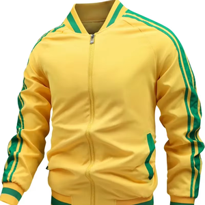 Livraison directe pour l'extérieur automne hiver, veste de sport graphique à blocs de couleurs pour hommes, fermeture éclair décontractée à rayures - Product Image 1