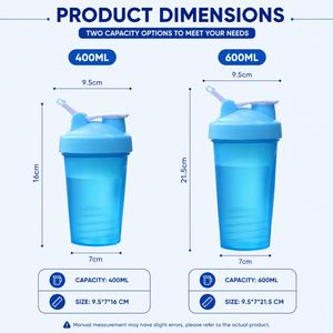 Botella Mezcladora Deportiva de Plástico PP de 400 ml y 600 ml con Logotipo Personalizado al por Mayor, para Gimnasio, Deportes, Proteínas, Regalo Promocional - Product Image 3