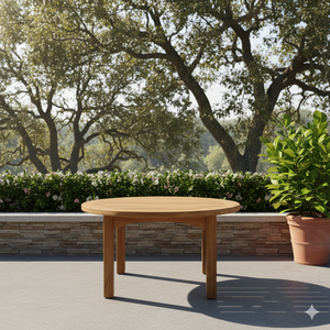 Exquisita Mesa de Centro Redonda de Teca para Espacios Exteriores y de Comedor de Primera Calidad, Plegable y Duradera con Artesanía de Calidad - Product Image 2