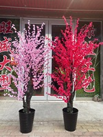 Simulation de grands arbres bonsaï en pêche, arbres bonsaï en pêche en gros, verre, acier, grand arbre en fleurs de soie d'extérieur