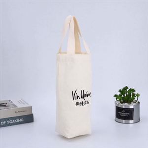 Printable Logo <b>Canvas</b> Wine Bag Single Bottle <b>Round</b> Bottom Handle Pure Cotton <b>Canvas</b> Wine Bag - Product Image 2