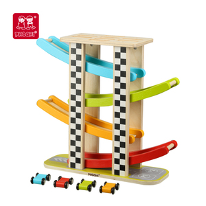 Juguete Educativo Preescolar para Niños, Torre Deslizante con Pista de Carreras de <span class=keywords><strong>Madera</strong></span>, Juego de <span class=keywords><strong>Madera</strong></span> con Pista de Carreras y Estacionamiento - Product Image 2