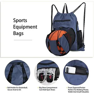 Multipurpose Sport Drawstring Backpack Basketball Gym Bag With Ball Holder Shoe Compartment Sport Equipment Bag For Soccer