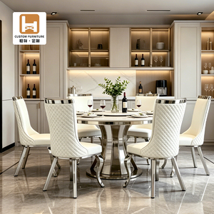 Chaises de salle à manger de restaurant de luxe modernes, design commercial pour hôtel, dossier haut, revêtement en cuir, <span class=keywords><strong>pieds</strong></span> en acier inoxydable - Product Image 1