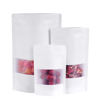 Sac en papier alimentaire avec fenêtre givrée, pochette à fermeture éclair autoportante, sac en papier kraft personnalisable