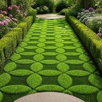 Gazon artificiel en plastique à motifs 3D pour l'aménagement paysager des jardins et des cours arrière, tapis d'herbe décoratif imperméable en relief