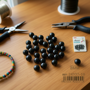 Perline Rotonde Nere ILAN da 8mm per Creazione di Gioielli - Product Image 3