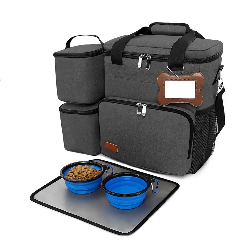 Bolsa de viaje portátil para mascotas, bolsa de almacenamiento para comida de perro, salida de hombro, suministros para mascotas, carga