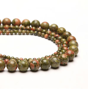 4-12mm Rondelle Pierre Naturelle Pierre Verte Unakite Sang Perles Libres Bijoux - Product Image 1