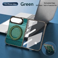 Nouveautés : Étui de téléphone magnétique pliable en métal 360° pour iPhone Duo avec protection d'écran en verre trempé et coque fine en plastique texturé fibre