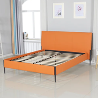 Italienisches Modernes Vintage-Holzbett mit Rahmen, Schlafzimmermöbel, Boxspring-Design, Gepolsterte Geschwungene Betten
