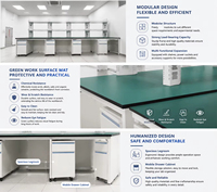 Table de travail d'islandeau en acier ISO9001 pour laboratoire, avec armoire mobile en bois, idéale pour la qualité industrielle et les petites salles de R&D