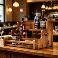 Étagère de présentation de boissons alcoolisées en bois à 3 niveaux avec logo personnalisé, pour comptoir, table, rangement de bouteilles de vin et de whisky