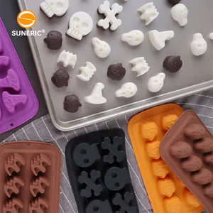 मिनी खोपड़ी सिर ढालना हेलोवीन कद्दू सिलिकॉन मोल्ड चॉकलेट बनाने के लिए