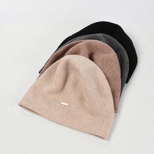 Gorro de Cachemira Personalizado con Logotipo para Mujer, Otoño Invierno, Talla Grande, Diseño Simple, Gorro Tipo Boina - Product Image 1
