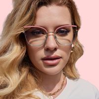 Lunettes de vue anti-lumière bleue rétro pour femmes, monture demi-cerclée tendance et décontractée, forme géométrique