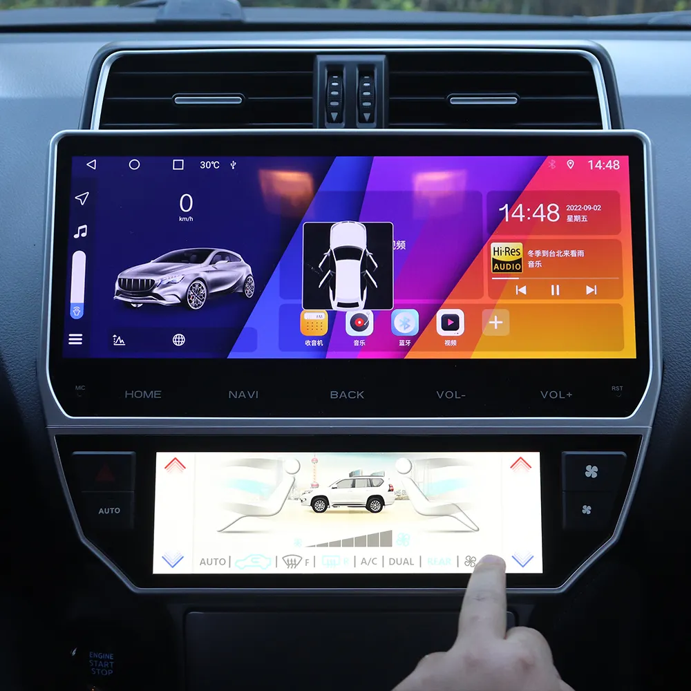 Car Radio For Toyota Land Cruiser Prado 2018-2023 Air Conditioner Control Screen Climate Board Head Unit Stereo Carplay