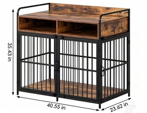 Meilleures ventes - Casendy - Grand enclos pour chien avec étagère de rangement - Cadre en métal - Enclos pour chien d'intérieur avec 3 portes - Montage facile - Product Image 2