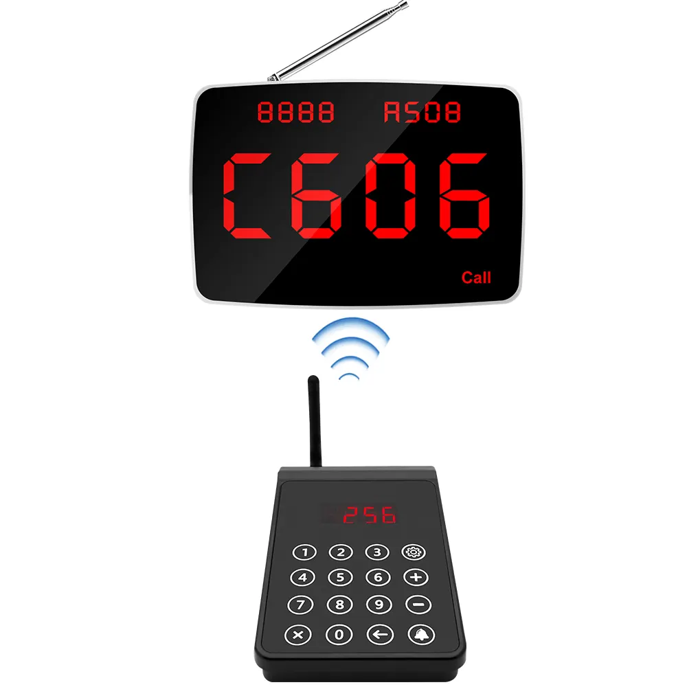 Uzun çalışma mesafesi kablosuz mutfak çağrı sistemi CTK205 tuş verici CTW06 izle çağrı alıcı, kablosuz çağrı cihazı için