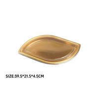 Boîte à dessert haut de gamme, conteneur alimentaire en plastique de qualité alimentaire, plateau de service luxueux en forme de feuille d'or