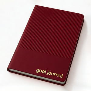 Agenda per Obiettivi in Pelle PU Bordeaux Personalizzata con <span class=keywords><strong>Copertina</strong></span> <span class=keywords><strong>a</strong></span> <span class=keywords><strong>Righe</strong></span> Goffrate per il Monitoraggio degli Obiettivi - Product Image 1