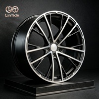Jantes de voiture noires et argentées à face ouverte, design à cinq branches fendues, ajustement personnalisé OEM, taille PCD ET CB