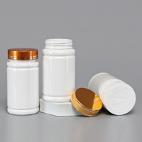 Les fabricants fournissent des flacons de pilules pour pharmacie de 120 ml, flacons en plastique pour capsules de vitamines et comprimés avec bouchons de sécurité en métal.
