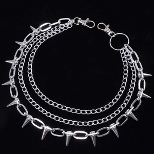 Hip Hop Punk Metal Studded Waist <b>Chain</b> Multi Layer Adjustable For Women Casual Jeans Accessory Zinc Alloy Spike Design - Product Image 2
